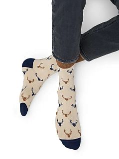 Оригинальные носки с разноцветным рисунком "олени" Omsa JSSTYLE 508 (5 пар) beige oms