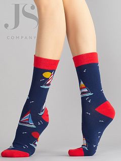 Эластичные носки из хлопка и полиамида HOBBY JSHOBBY 80130-11-02 унисекс, "Парусники" (5 пар) синий hbl