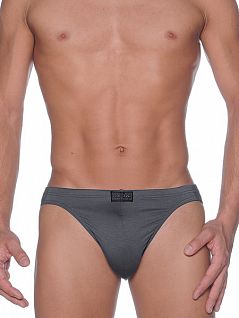 Однотонные мужские трусы слипы серого цвета HOM Soft Modal 02110cZ9