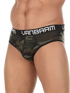 Мужские брифы из хлопка и эластана хаки цвета Van Baam RT50749