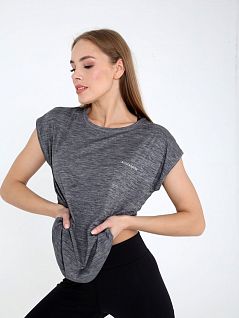 Женская футболка для фитнеса с вставками по бокам LTBS6862 BlackSpade серый меланж