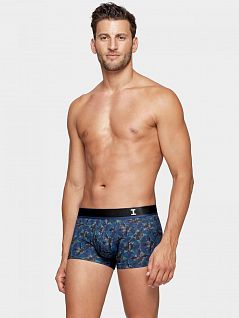 Красивые боксеры с узором на гладкой резинке синего цвета I AM WHAT I WEAR FM-1236H99-F86
