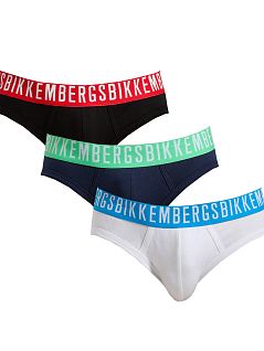 Набор брифов на яркой резинке (черный, темно-синий, белый) Bikkembergs RTBKK1USP09TR/3