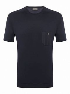 Комфортная футболка с левым нагрудным карманом ZIMMERLI 852021091зимерли Темный-синий 491
