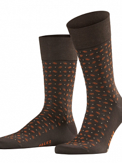 Удобные хлопковые носки с узором под галстук Falke 13344 Sens. Jabot SO (муж.) Коричневый 5930
