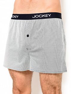Трусы с ширинкой на пуговиице с боковыми разрезами мелкую полоску Jockey 305100H (муж.) (Синий 499) Синий 499