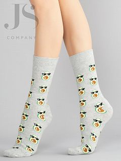 Эластичные носки с рисунком JSHOBBY 80153-09-16 унисекс, "Авакадо в очках" (5 пар) светло-серый hbl