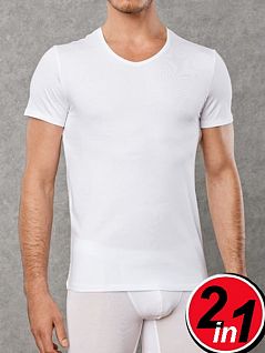 Комплект футболок из хлопка белого цвета Doreanse Cotton Stretch 2800c02