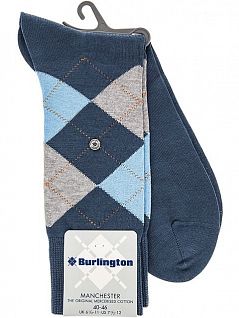 Классические носки из блестящего мерсеризованного хлопка Burlington 20182 Manchester SO (муж.) Синий (6220)