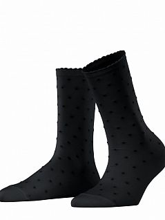 Женственные носки с точечным узором из мерсеризованного хлопка в сочетании со смесью вискозы FALKE 46435 Fluffy Dot SO Черный (3000)