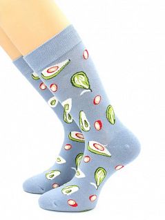 Мягкие носки из хлопка с принтом "Авокадо" голубого цвета Hobby Line 45962