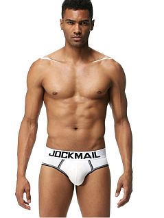 Мужские брифы из шелковистой ткани белого цвета JOCKMAIL RTJM2041-1