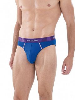 Синие мужские трусы слипы с фиолетовым пояском BlackSpade For Everyday b7176 Blue