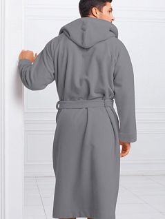 Мужской халат серого цвета с капюшоном Laete MAN WINTER L11008-4