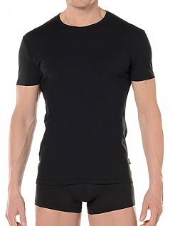 Мужская классическая футболка черная HOM First Cotton 03256cK9