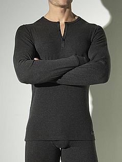 Тёплая и очень удобная мужская футболка серого цвета HOM Cocooning 03345cZ9