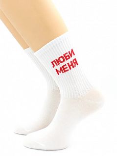Оригинальные носки с надписью "Люби меня" белого цвета Hobby Line RTнус80159-24-02