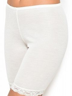 Удлиненные панталоны из ультратонкого шерстяного трикотажа в мелкий рубчик ванильного цвета Nina Von 29220846c510
