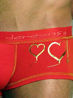 Мужские трусы хипсы красные с золотыми сердечками Doreanse St Valentine Day 1758c06