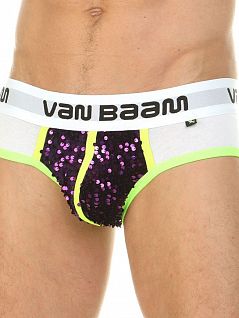 Эластичные брифы с фиолетовыми пайетками белого цвета Van Baam RT39790