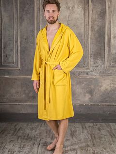 Халат унисекс оригинального цвета с капюшоном и карманами желтого цвета PJ-Riviera_Wimbledon ocra uomo