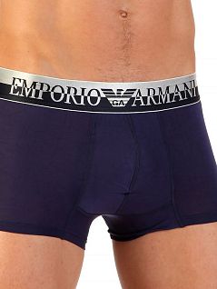 Гладкие боксеры на стильной резинке темно-синего цвета Emporio Armani RT33189