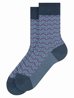 Деловые носки с зигзагообразным узором для современного акцента Falke 12445 Colour Waves SO Синий 6535