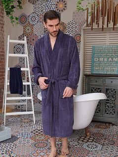 Классический халат из бамбука сиреневого цвета Five Wien FW1668