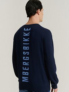 Хлопковый лонгслив на манжетах темно-синего цвета Bikkembergs BMM0801c7010