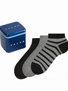 Комплект укороченых носков с усиленными стрессовыми зонами Falke 13056 HappyBox SN 3-P (муж.) Черный (0010)