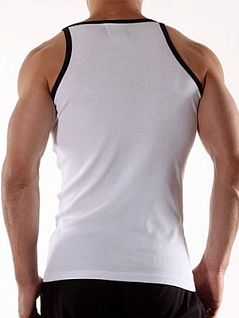 Мужская белая спортивная майка из хлопка Oboy Sport Boys 8042c02 распродажа