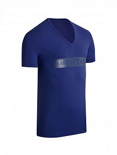 Легкая футболка с антибактериальным эффектом синего цвета I AM WHAT I WEAR FM-1300H44-G89