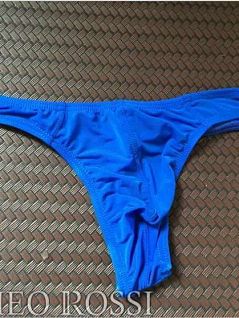 Мужские трусы стринги прозрачные синего цвета ROMEO ROSSI R1002-9