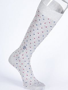 Комфортные гольфы с рисунком в крапинку белого цвета PJ-Best Calze_5671 G