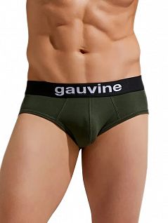 Оригинальные брифы на черной резинке цвета хаки GAUVINE 49890