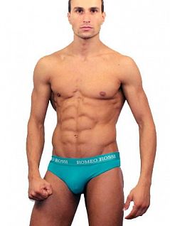 Зелёные мужские трусы стринги с модным поясом Romeo Rossi Thongs R1006-7