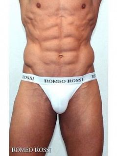 Стильные танга на широкой резинке с логотипом бренда белого цвета Romeo Rossi RTRR3001-01