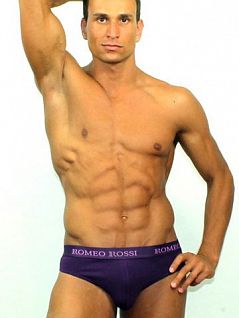 Эластичные мужские трусы брифы фиолетового цвета Romeo Rossi Briefs R2006-5