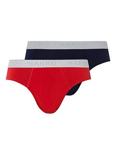 Набор брифов из однотонного трикотажа (2шт) синего и красного цвета HANRO 073075c2896