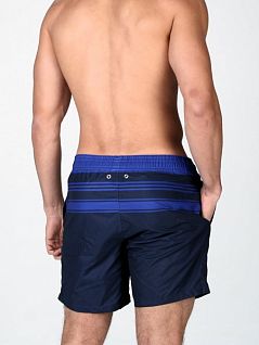 Классические мужские пляжные шорты синего цвета в полоску HOM Esteban 40c0507c00RA