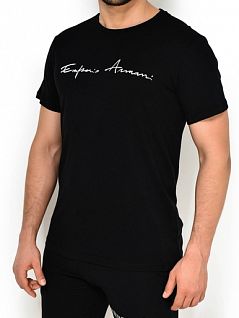 Футболка из легкого трикотажа с логотипом бренда спереди Emporio Armani 2118180п466армани Черный