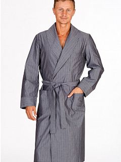 Тонкий домашний халат из натурального хлопка серого цвета PJ-B&B_Genova grigio