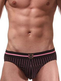 Мужские черные трусы в розовую полоску с широкой резинкой HOM Smart Stripes 02177cK9