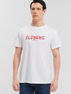 Мужская футболка из шелковистой ткани на основе хлопка белого цвета ICEBERG ICE25MTS01cOPTICAL