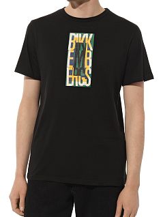 Привлекательная футболка с принтом в виде логотипа бренда Bikkembergs BKK2MTS04cBlack