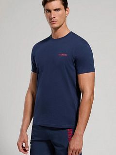 Стильная футболка из тонкого хлопкового джерси темно-синего цвета Bikkembergs BKK3MTS04cNavy
