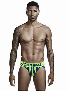 Полосатые брифы на брендированной резинке желтого цвета JOCKMAIL RTJM2026-13