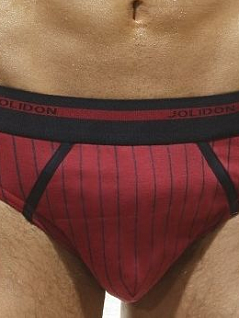Стильные мужские трусы слипы бордового цвета в полоску Jolidon Uomo N218