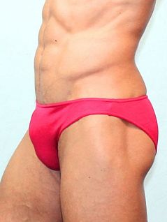 Однотонные мужские трусы мини слипы красного цвета Romeo Rossi Slips R2005-8