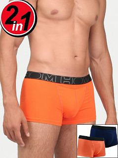 Комплект из двух мужских трусов боксеров синего и оранжевого цветов HOM HO1 BoxerLines 40c0405cV004